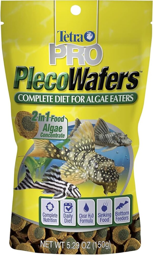 Tetra PRO PlecoWafers 5.29 Ounces, Nutritionally Balanced Vegetarian Fish Food for Bottom Feeders, Concentrated Algae Center