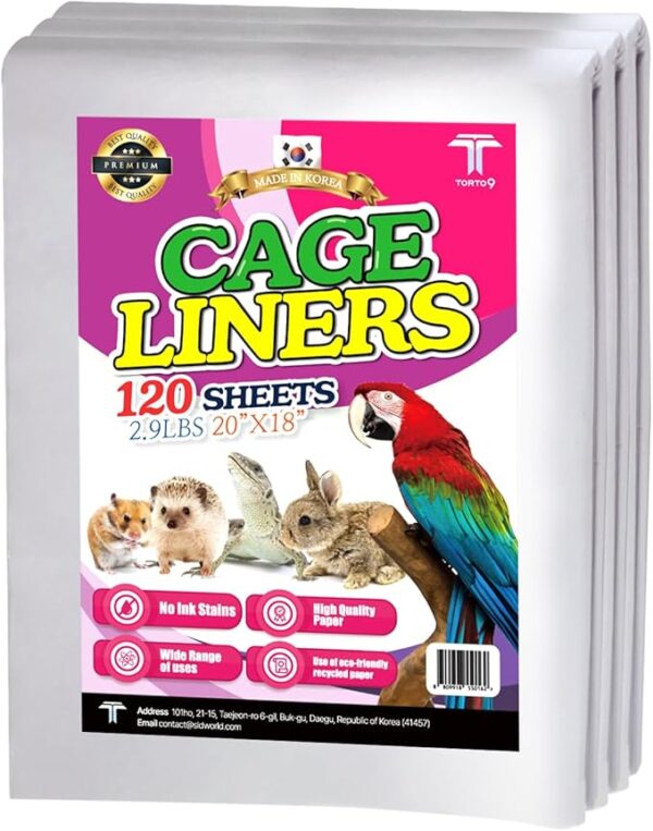 Bird Cage Liner - 120 Paper Sheets, 20" x 18", 2.9 lb - Ideal for Pet Habitats, Bulk Pack for Long-Lasting Use, Newsprint Texture, Convenient Parcel Packaging